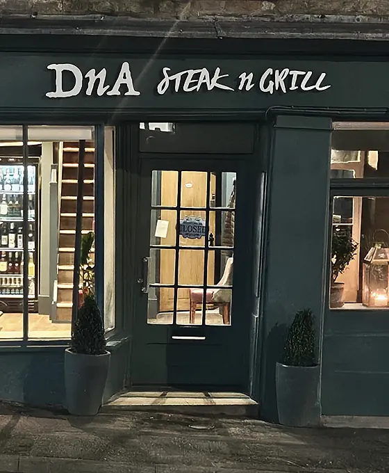 DnA Steak n Grill restaurant in Brackley at night